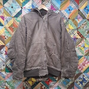 Lakin McKey Trading Co KEY Hooded Cavas Work Jacket Mens Large Brown‎ Grunge